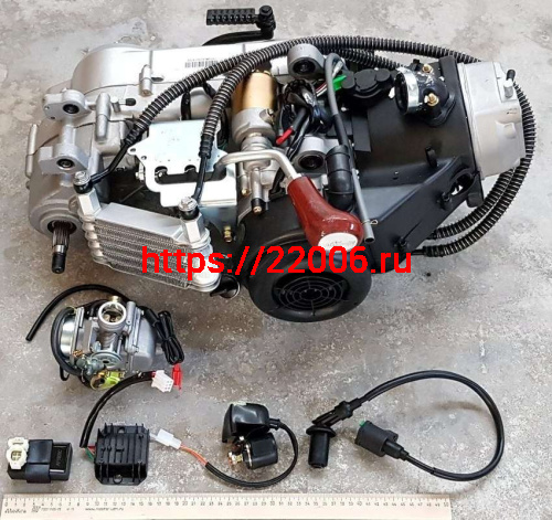 Двигатель 200см3 ATV-200 (1 вперед + 1 назад), верхний стартер (полный комплект)