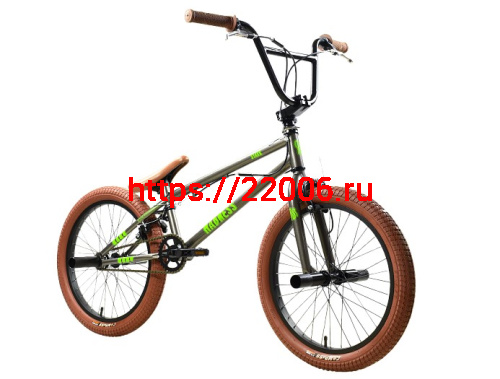 Велосипед 20" Stark'25 Madness BMX 2 (рама ст.,клещ. торм.,гироротор) графит/зеленый неон/песочный