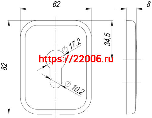 Декоративная Armadillo (Армадилло) Квадратная накладка на цилиндр ET-DEC SQ (ATC Protector 1) CP-8 Хром фото 3