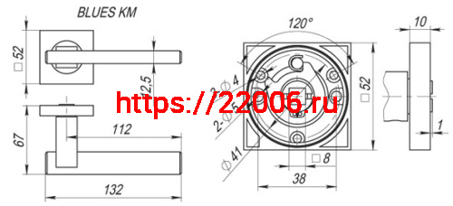 Ручка Fuaro (Фуаро) раздельная K.KM52.BLUES (BLUES KM) SN/CP-3 матовый никель/хром фото 2