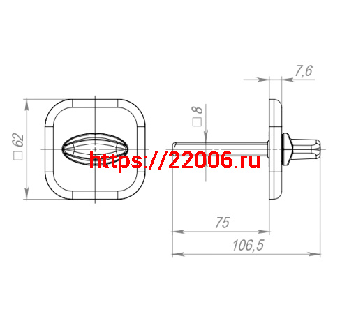 Ручка Fuaro (Фуаро) поворотная BKW8x75.K.XL62 (BKW8x75 XL) SSC-16 сатинированный хром фото 3