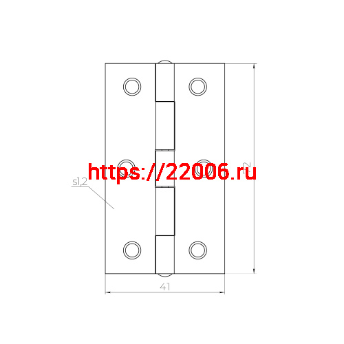 Петля Ajax (Аякс) карточная универсальная LM/IN40x75x1,2U YZN желтый цинк (2 шт) фото 2