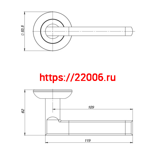 Ручка Punto (Пунто) раздельная R.ZR54.AXIS (AXIS ZR) SN/CP-3 матовый никель/хром фото 2