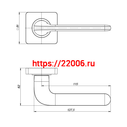 Ручка Punto (Пунто) раздельная K.ZQ51.DROID (DROID ZQ) SN/CP-3 матовый никель/хром фото 2
