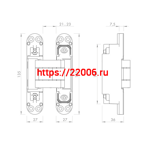Петля Armadillo (Армадилло) скрытой установки U3D7800.VPG FSG флор. золото TECH фото 3