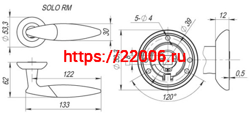 Ручка Fuaro (Фуаро) раздельная R.RM54.SOLO (SOLO RM) SN/CP-3 матовый никель/хром фото 2