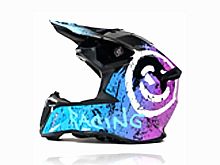 Мотошлем VIRTUE MD-902 Кросс черный с голубо-фиолетовым граффити (S)