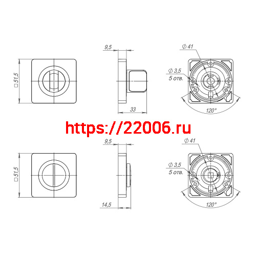 Ручка Ajax (Аякс) поворотная BK6.K.JK51 (BK6 JK) SSC-16 сатин.хром фото 3