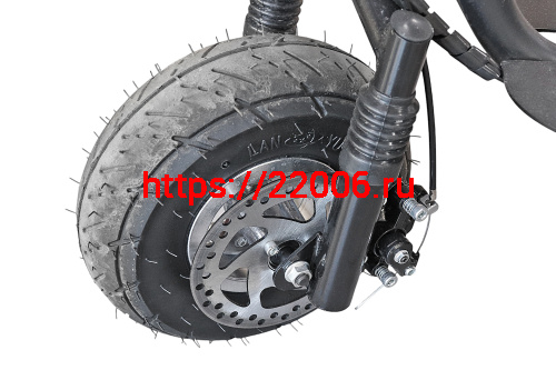 Мотосамокат (2-х.такт.,двиг.мотокоса 43см,диск.тормоза,бак 2л, 20км/ч) 10" фото 4