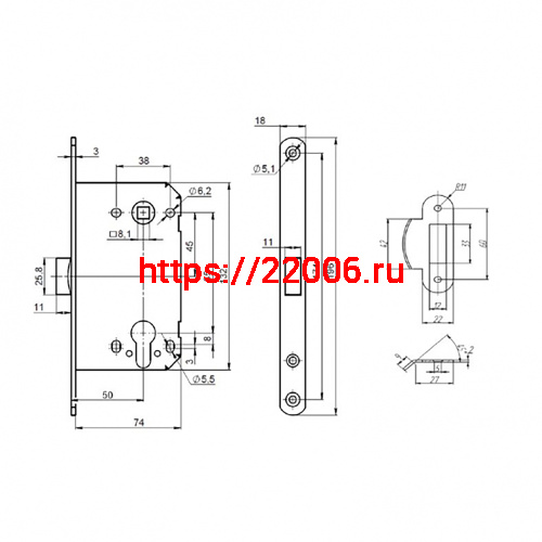 Корпус Punto (Пунто) замка PL85-50 BL (черный) фото 3