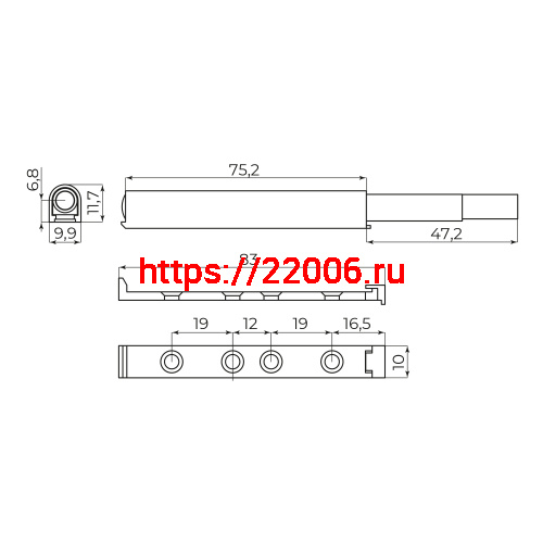 Толкатель Ajax (Аякс) мебельный пластиковый DMP-85/14M с магнитом WH белый фото 2
