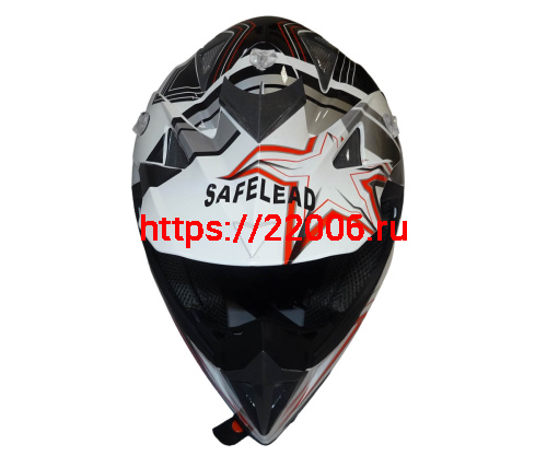 Шлем кроссовый "Safelead" HF-116 MATT BLACK белый Q158R размер L  NEW фото 3