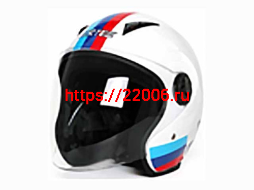 Мотошлем VIRTUE MD-207 открытый белый с цветными полосками (XL)