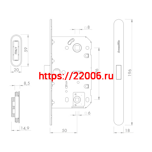 Магнитная Armadillo (Армадилло) защелка WC с ответной планкой GRAVITY.PRO G01.196.50.96 SN мат никель фото 4