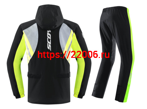 Дождевик SCOYCO RC09 черный с зеленым, р-р 3XL фото 2 Дождевик SCOYCO RC09 черный с зеленым, р-р 3XL фото 2