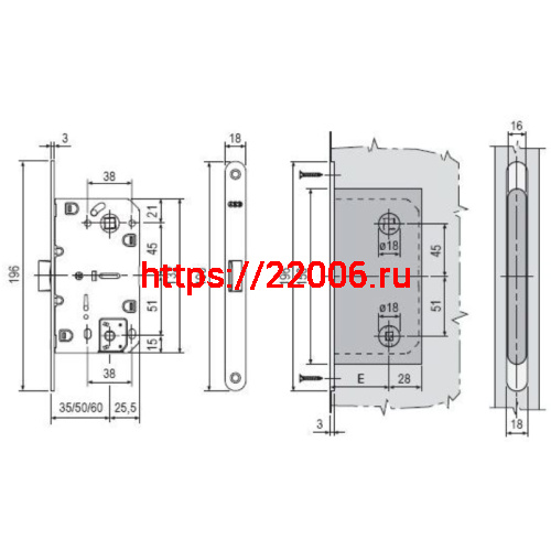 B01102.50.03.567 AGB (АГБ) Защелка врезная WC (латунь) MEDIANA EV. (инд.упак+B01000.13) фото 4