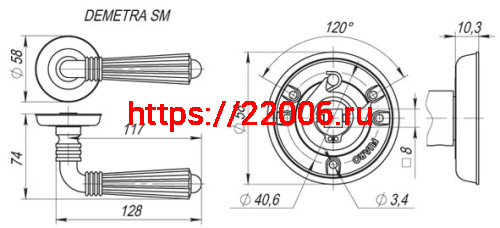 Ручка Fuaro (Фуаро) раздельная DEMETRA SM/HD AS-3 античное серебро фото 3