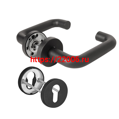 Комплект Fuaro (Фуаро) дверных ручек с накладками под цилиндр FR.DH57.0219 NE (DH-0219 NE) 9x140 мм, BL-24 черный
