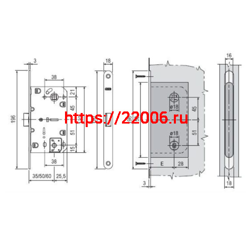 B06102.50.03.567 AGB (АГБ) Защелка врезная WC (лат.) с отв. пл. B2402.05.03 MEDIANA POLARIS фото 3 B06102.50.03.567 AGB (АГБ) Защелка врезная WC (лат.) с отв. пл. B2402.05.03 MEDIANA POLARIS фото 3
