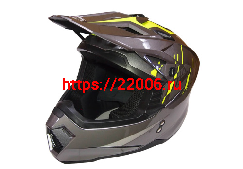 Шлем кроссовый COBRA JK801, №3 серый - лайм, размеры S Шлем кроссовый COBRA JK801, №3 серый - лайм, размеры S