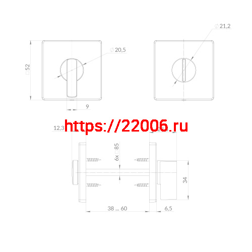 Ручка Punto (Пунто) поворотная BK6.K.EST.Q52.JOY CP-8 хром фото 3