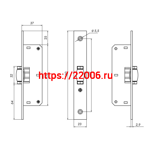 Защелка Punto (Пунто) врезная METLR-155B ролик SN мат.никель фото 3