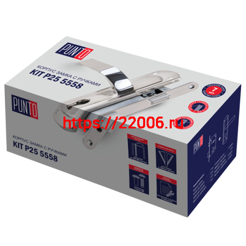 Корпус замка Punto (Пунто) с ручкой LOCKSET25.ORION.5558-1 (KIT P25 5558 ORION) SN/CP мат.никель/хром фото 2