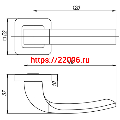 Ручка Punto (Пунто) раздельная K.QR52.ORION (ORION QR) GR/CP-23 графит/хром фото 2