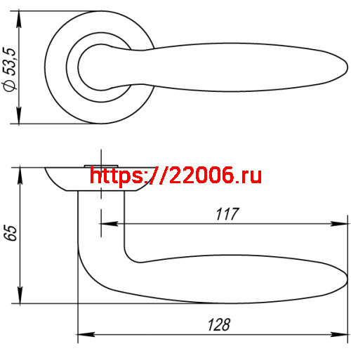 Ручка Punto (Пунто) раздельная R.TL54.BASIS (BASIS TL) SN/CP-3 матовый никель/хром фото 2